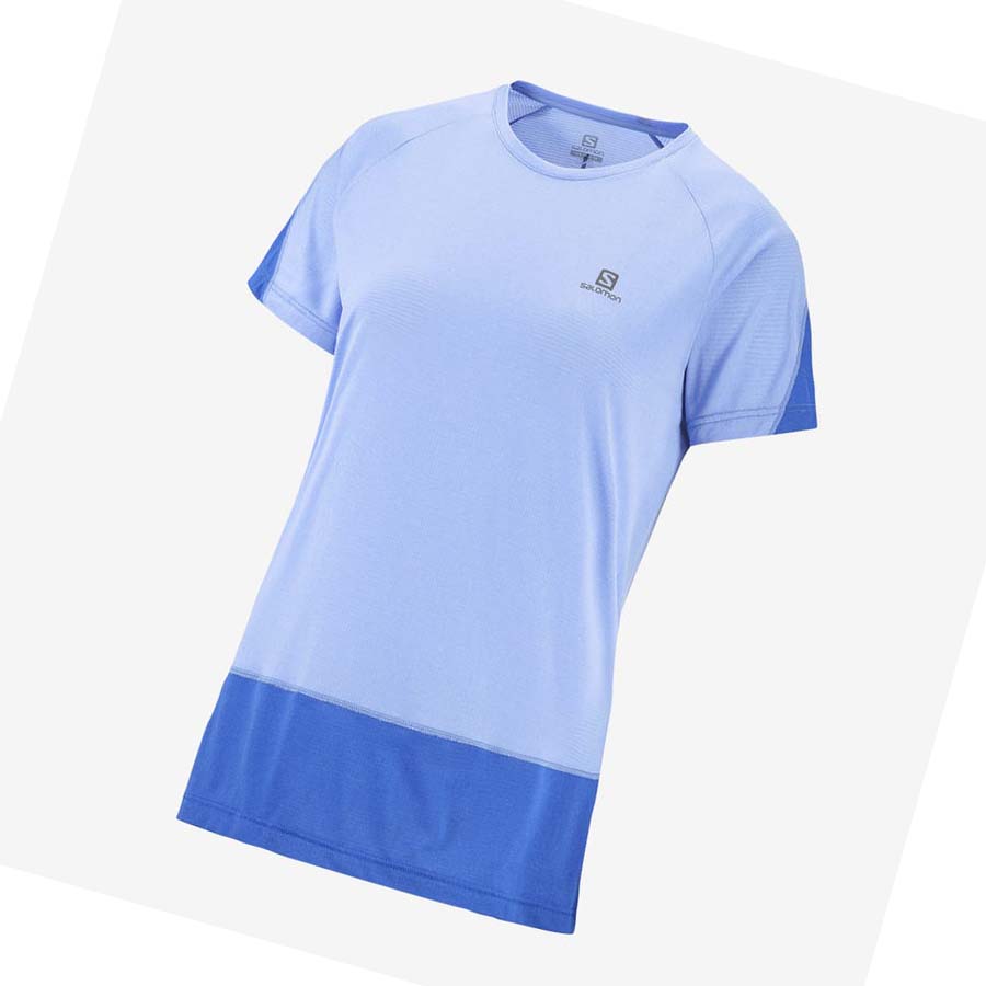 Camiseta Salomon CROSS RUN Mujer Azules | MX 2543ZUT